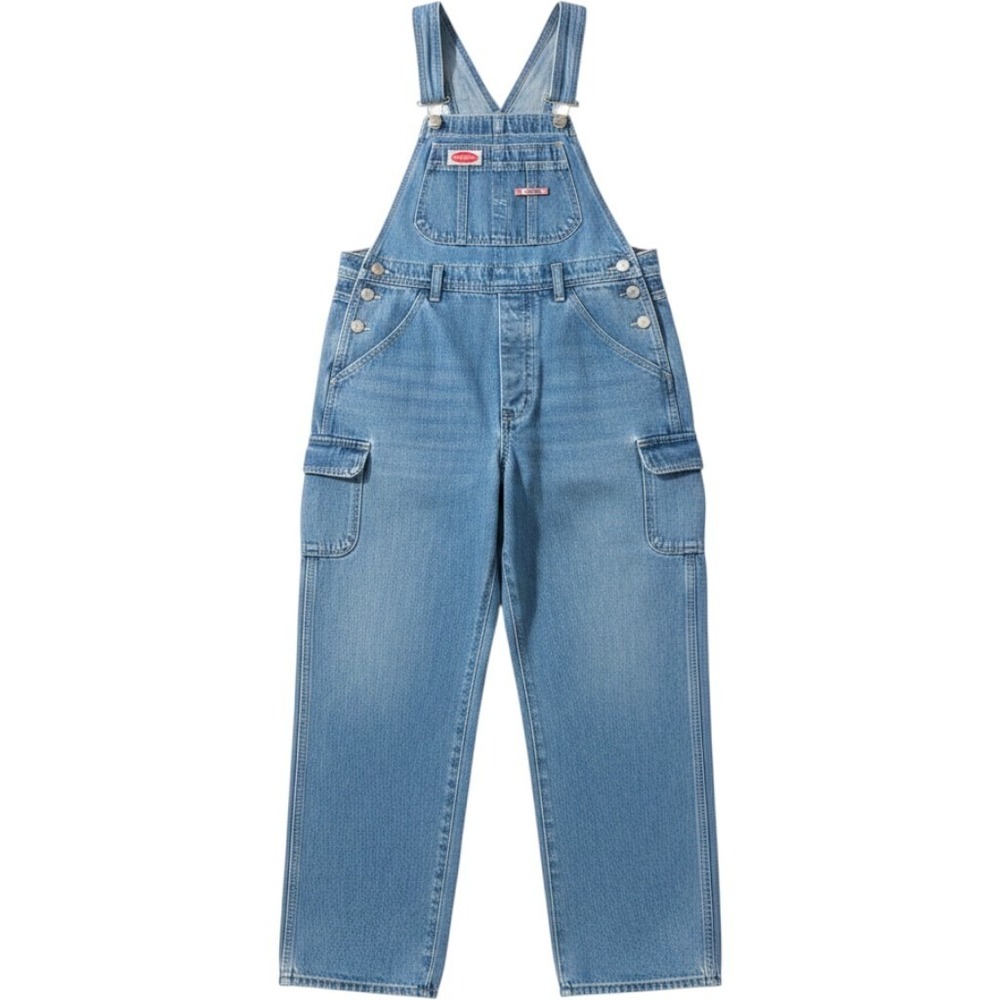 Revolt Denim Overalls Womens Size S Blue Cargo Bib Straight Leg Vintage Style
